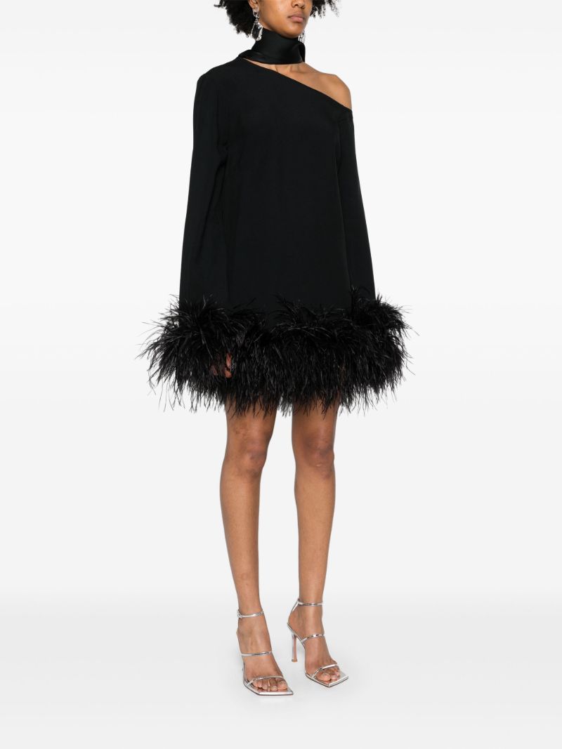 Black Feather-trimmer Mini Dress