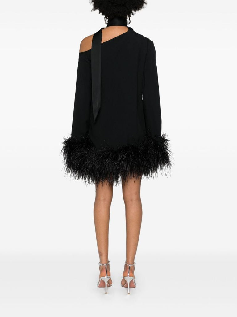Black Feather-trimmer Mini Dress
