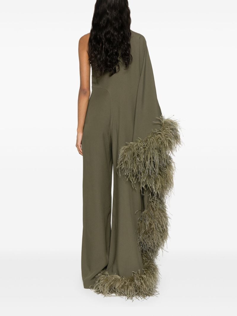 Green Feather-trim Cady Jumpsuit