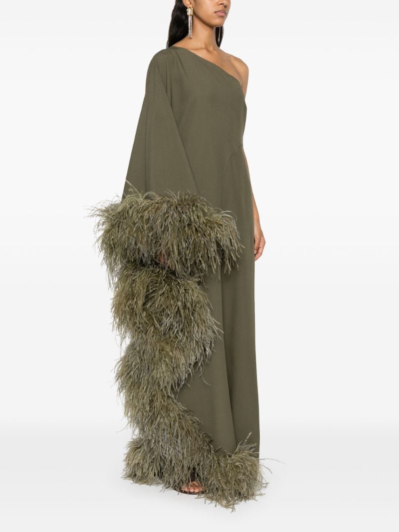 Green Feather-trim Cady Jumpsuit
