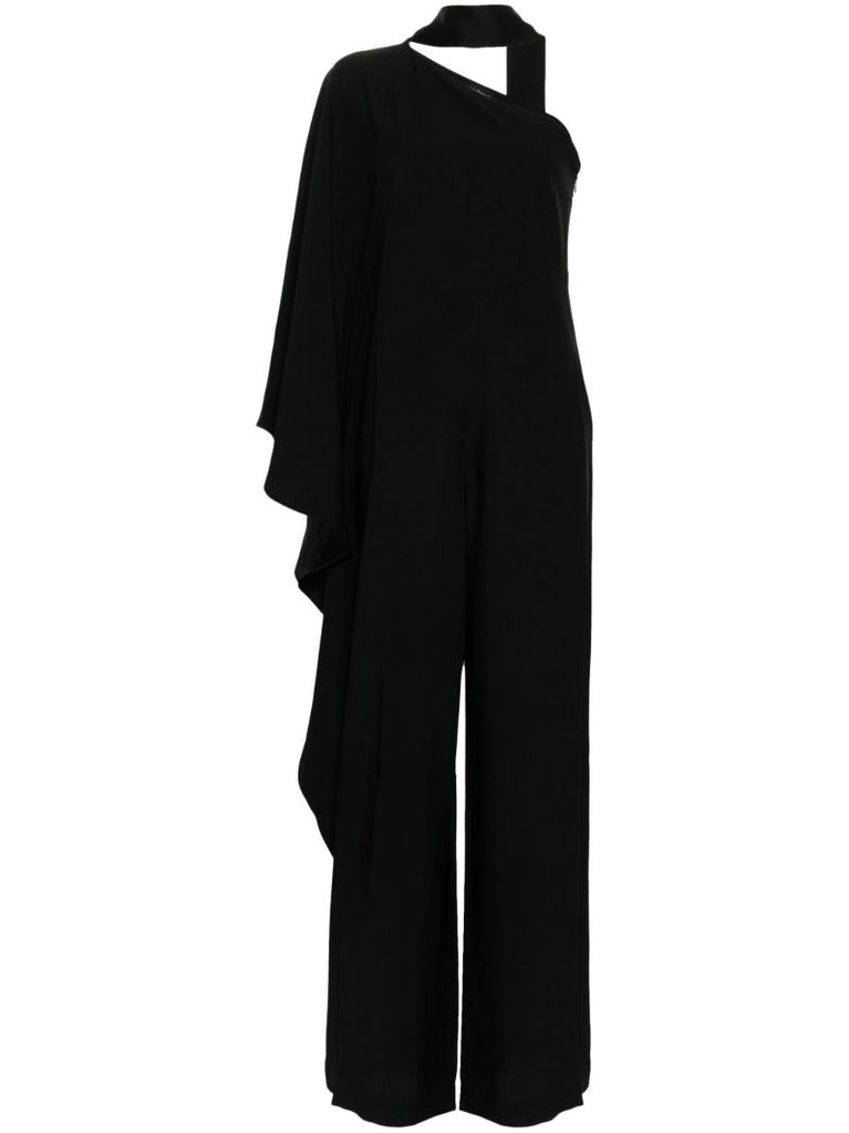 Black Draped One-shoulder Gown