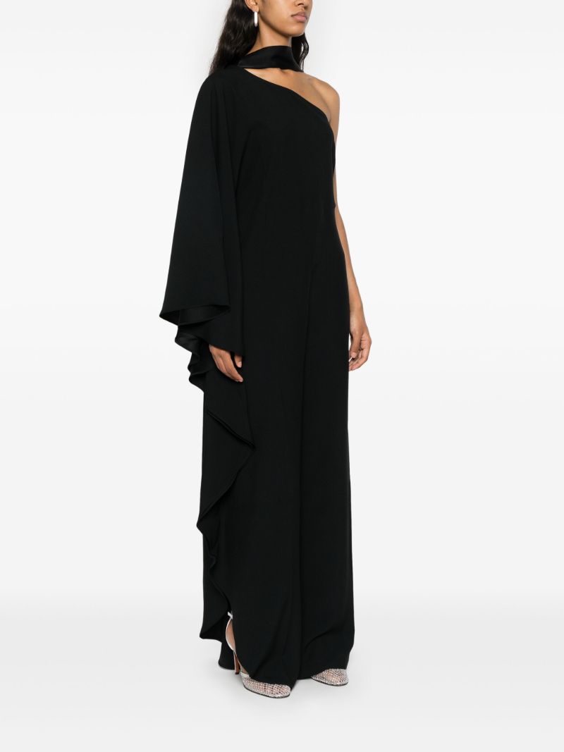 Black Draped One-shoulder Gown