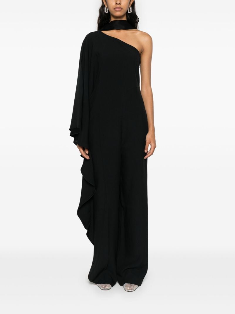 Black Draped One-shoulder Gown