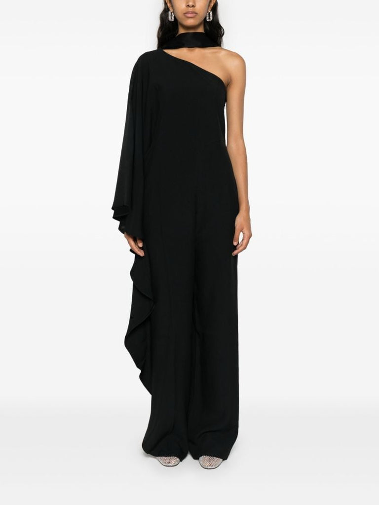 Black Draped One-shoulder Gown