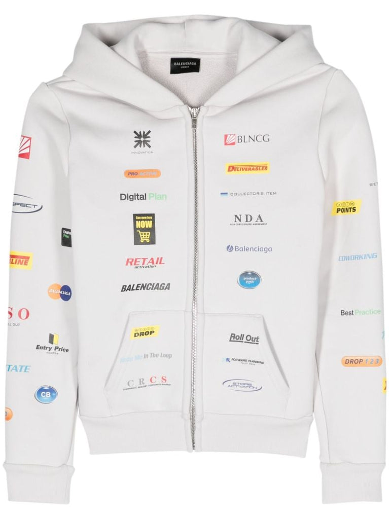 White Business English Cotton Hoodie