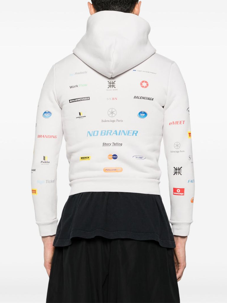 White Business English Cotton Hoodie