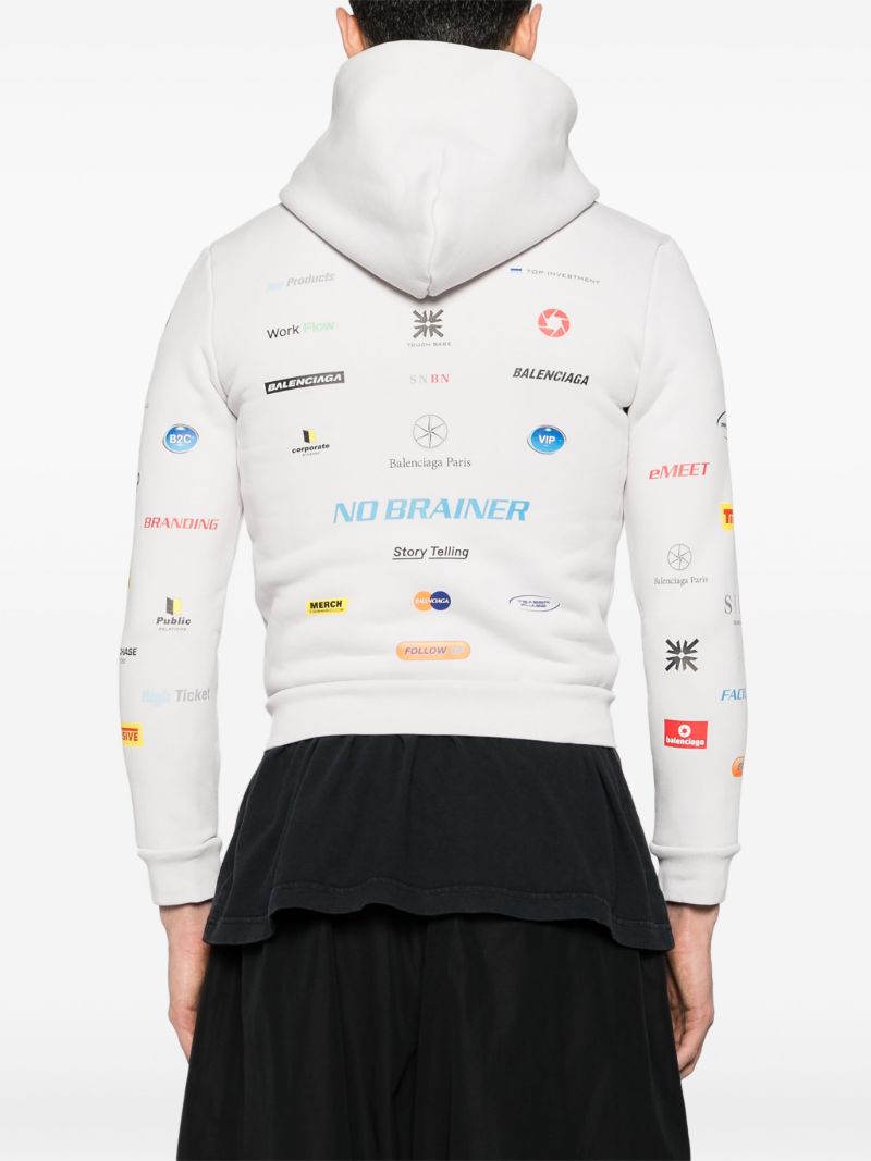 White Business English Cotton Hoodie
