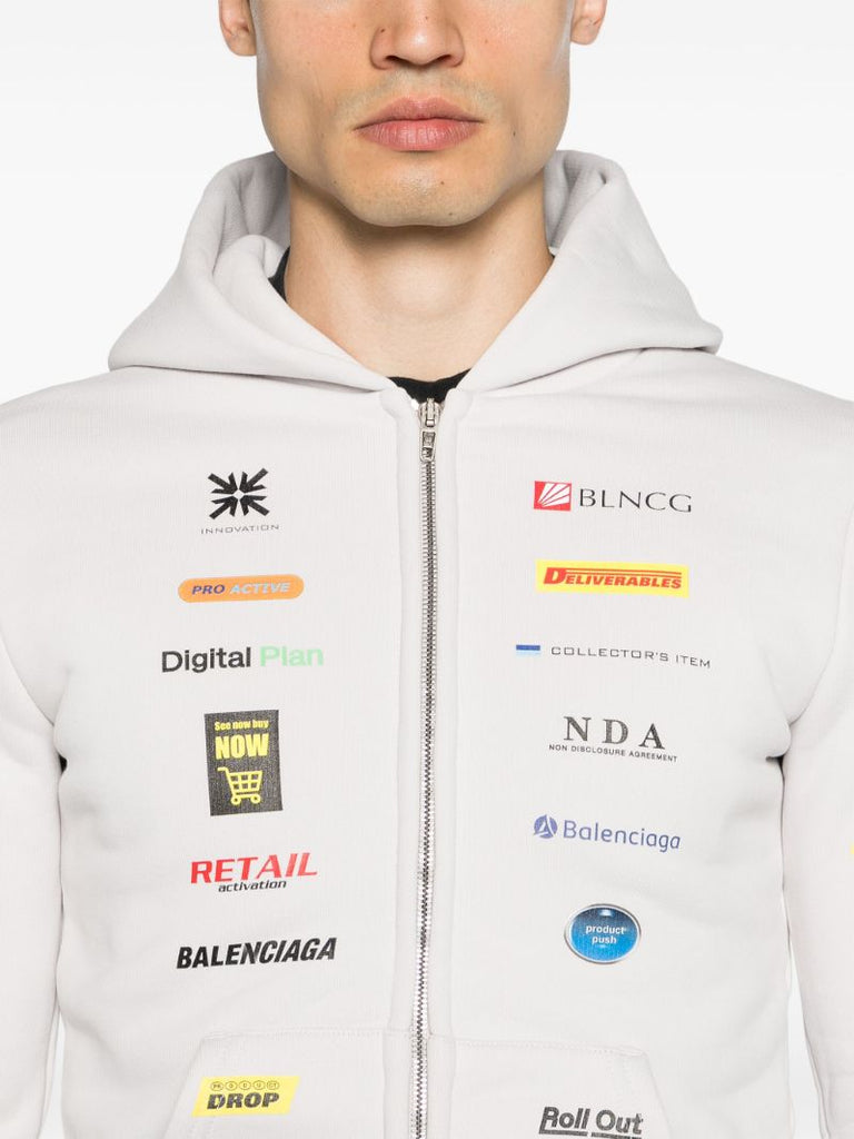 White Business English Cotton Hoodie