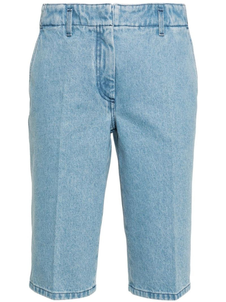 Blue Knee-length Denim Shorts