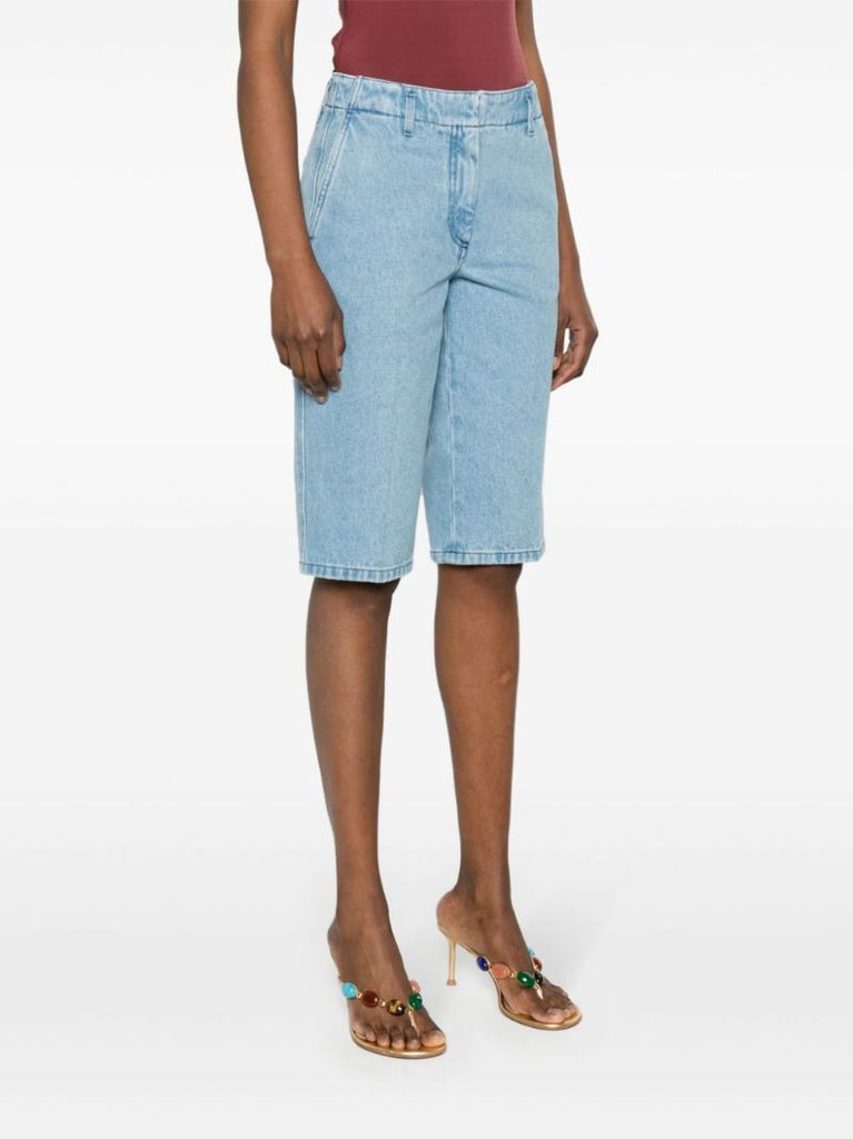 Blue Knee-length Denim Shorts