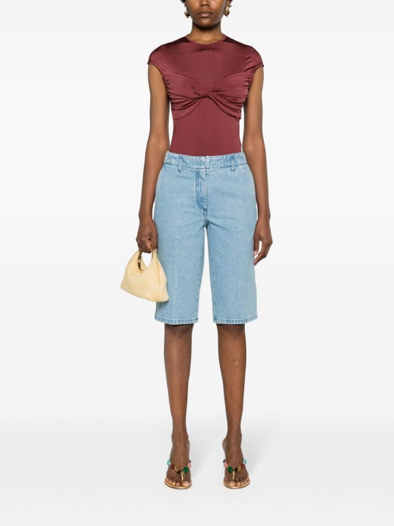 Blue Knee-length Denim Shorts
