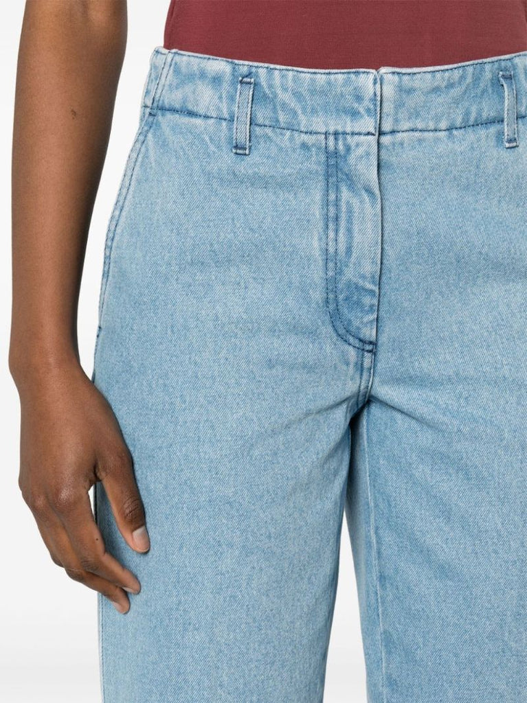 Blue Knee-length Denim Shorts