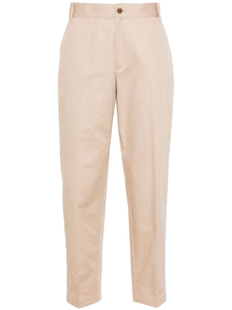 Neutral Tapered Cotton Trousers