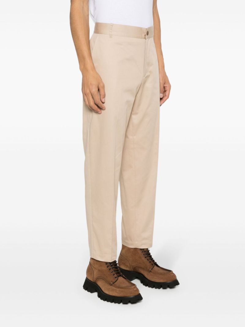 Neutral Tapered Cotton Trousers