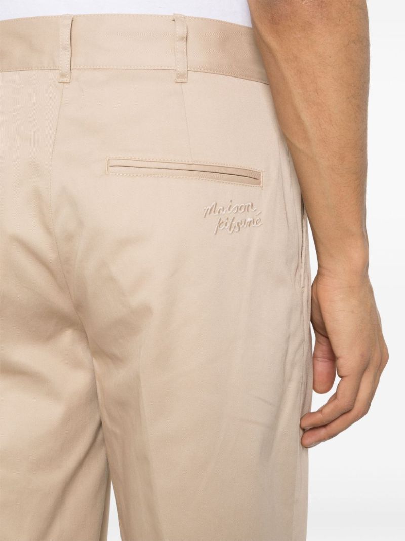 Neutral Tapered Cotton Trousers
