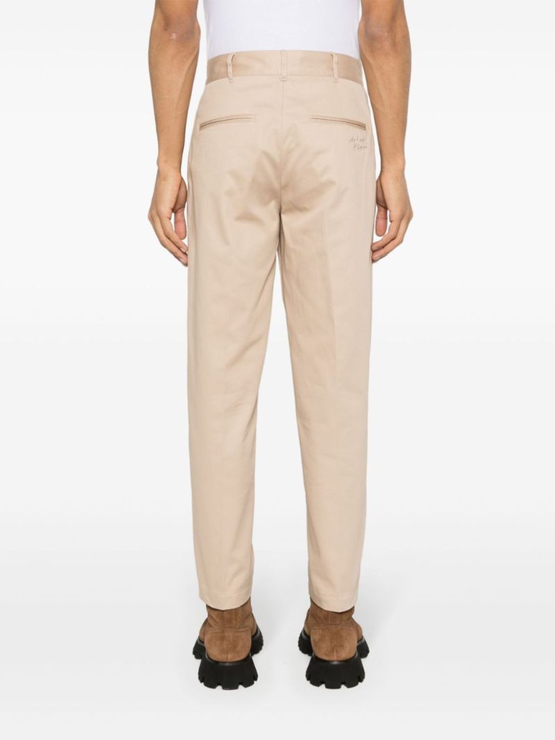 Neutral Tapered Cotton Trousers