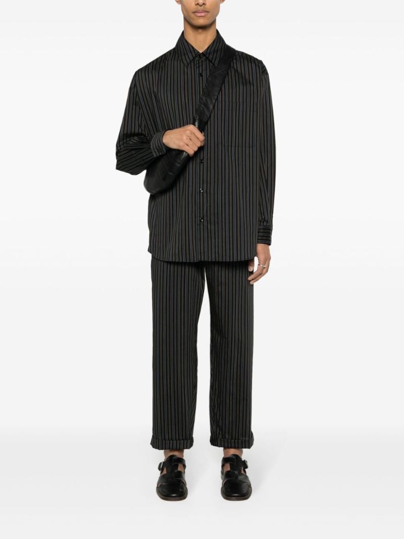 Brown Striped Straight-leg Trousers