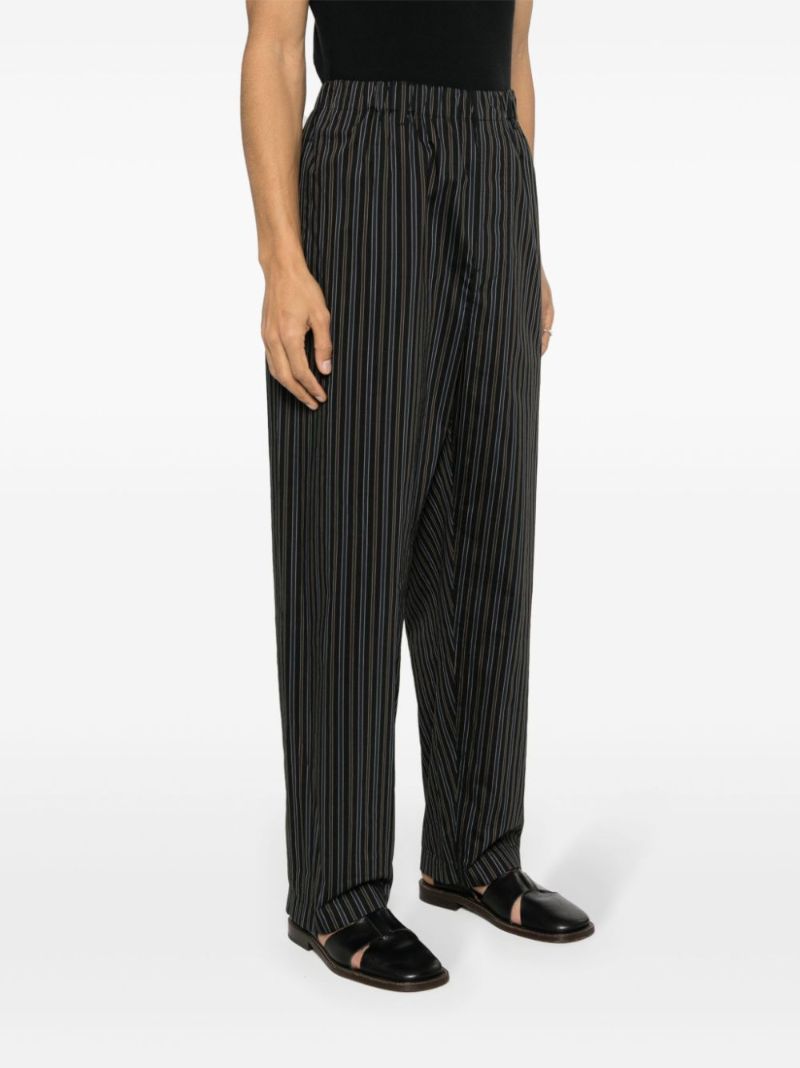 Brown Striped Straight-leg Trousers