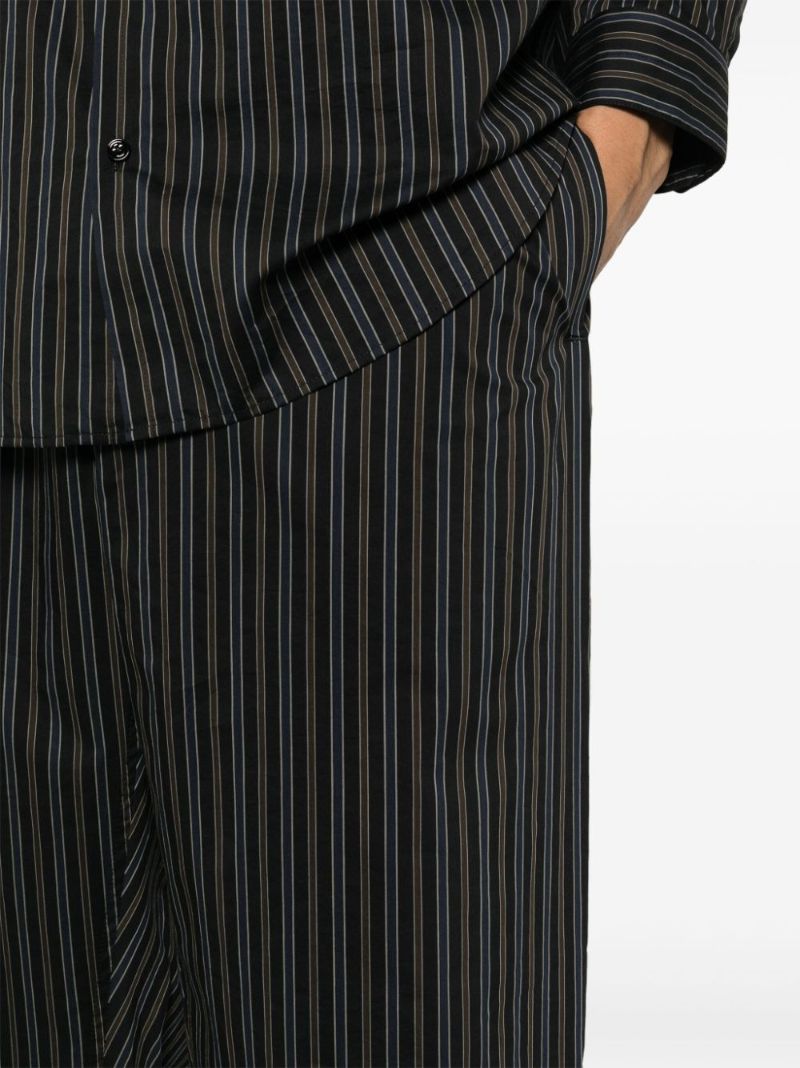Brown Striped Straight-leg Trousers