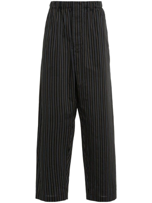 Brown Striped Straight-leg Trousers