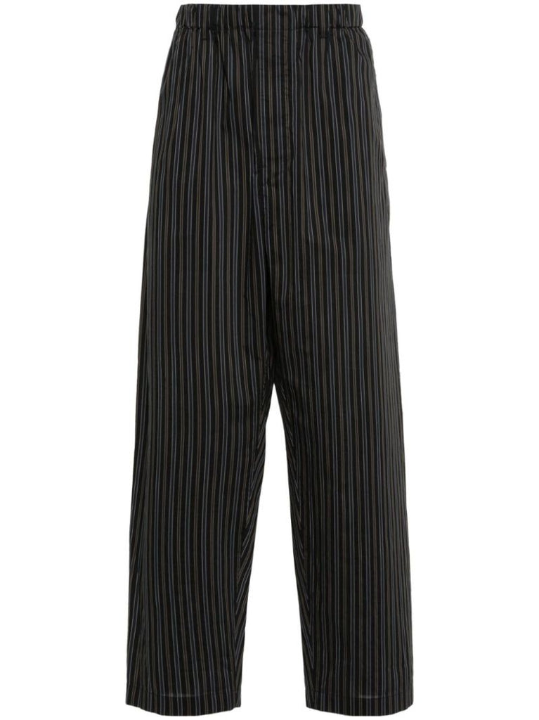 Brown Striped Straight-leg Trousers