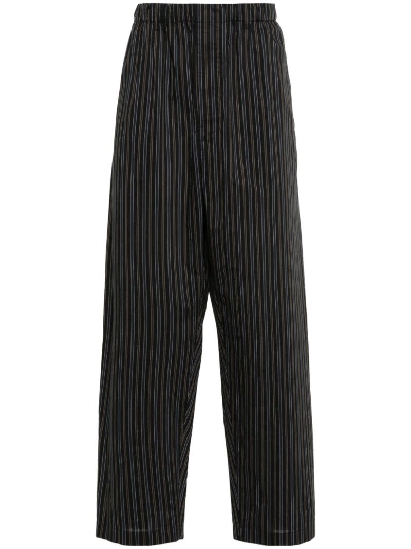 Brown Striped Straight-leg Trousers