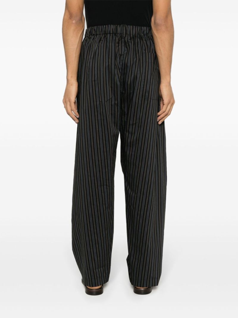 Brown Striped Straight-leg Trousers