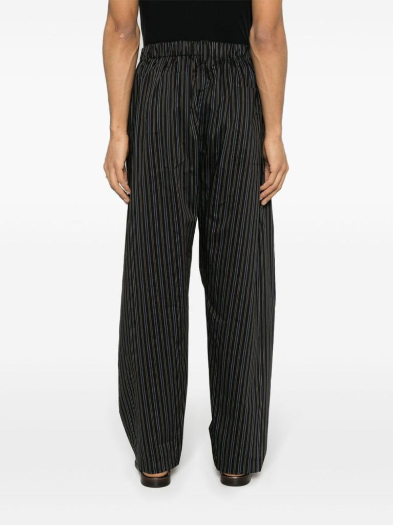 Brown Striped Straight-leg Trousers