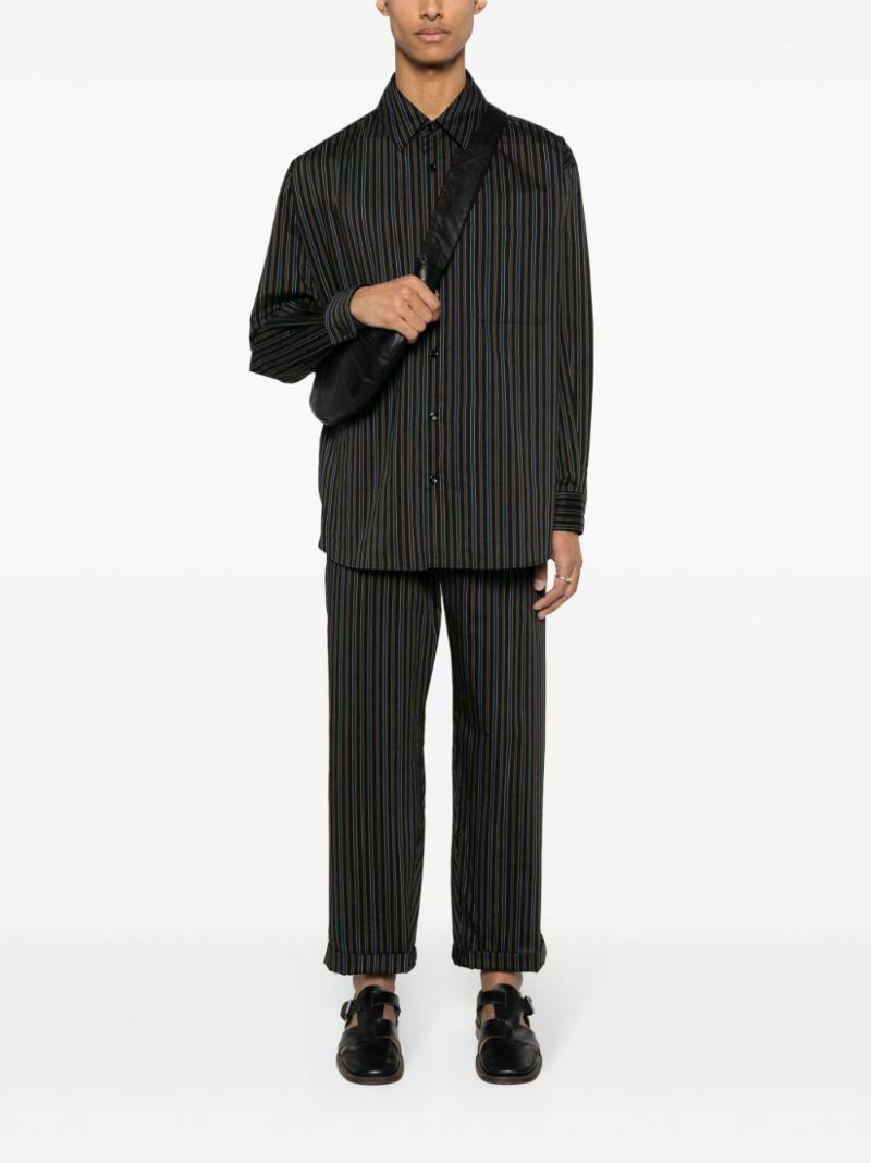 Brown Striped Cotton-silk Shirt