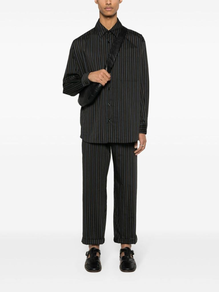 Brown Striped Cotton-silk Shirt