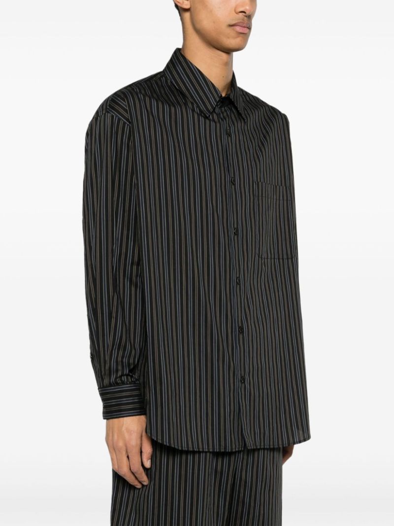 Brown Striped Cotton-silk Shirt