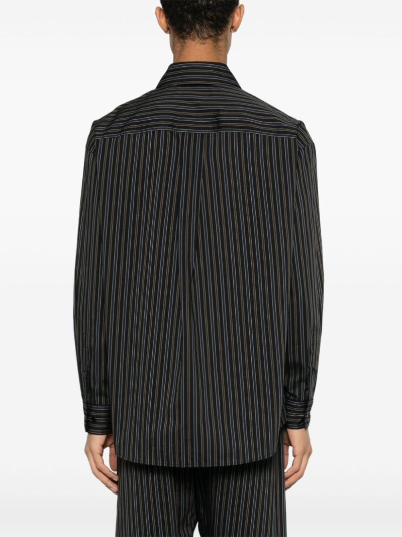 Brown Striped Cotton-silk Shirt