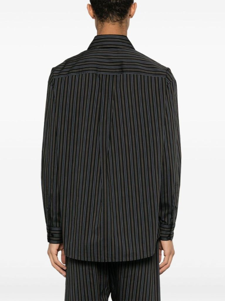 Brown Striped Cotton-silk Shirt