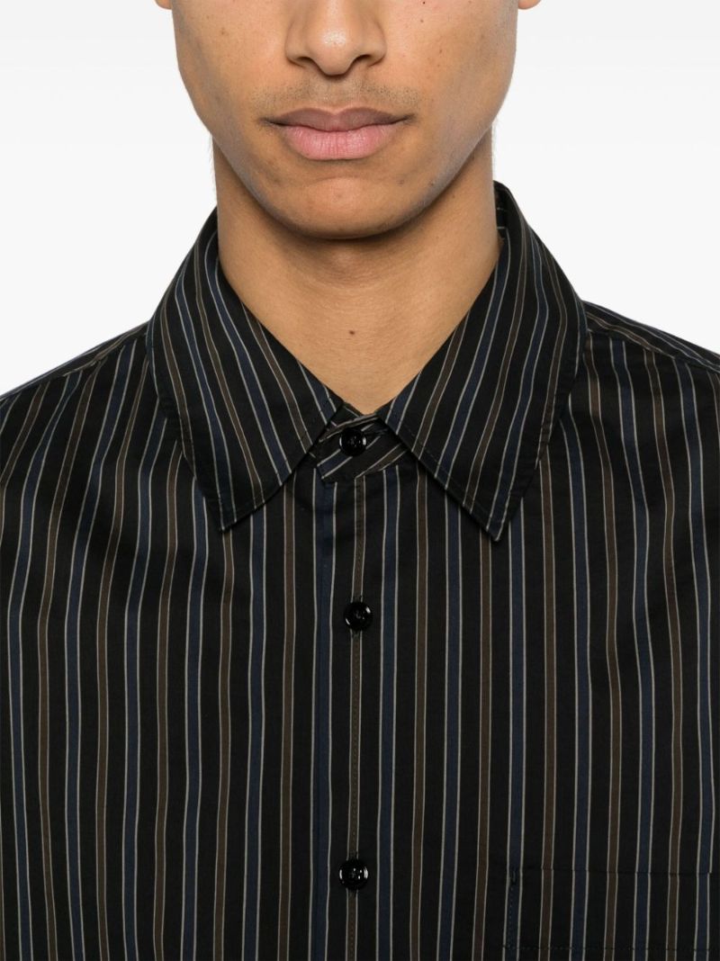 Brown Striped Cotton-silk Shirt