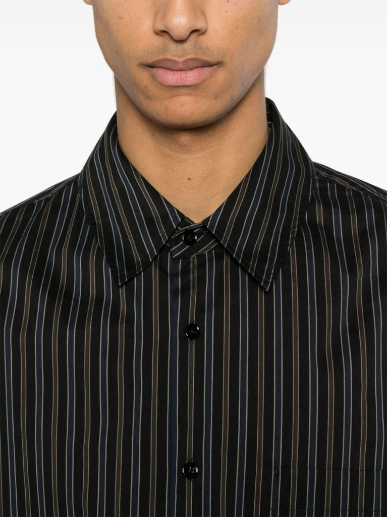 Brown Striped Cotton-silk Shirt