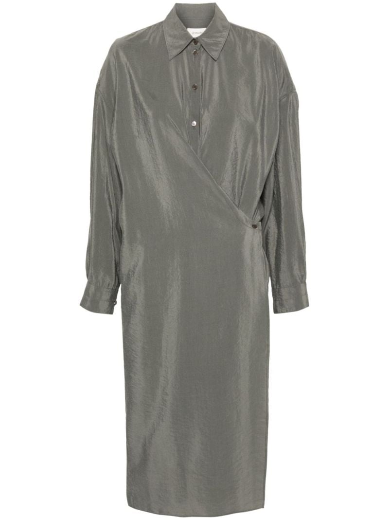 Grey Wrap Shirt Dress