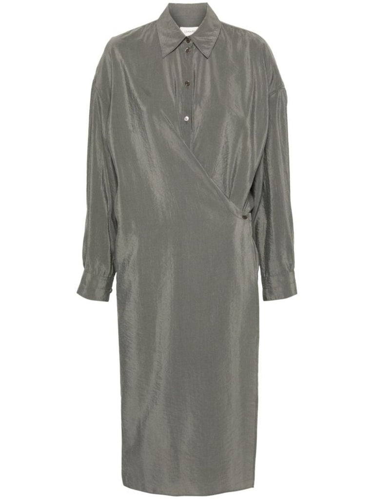 Grey Wrap Shirt Dress