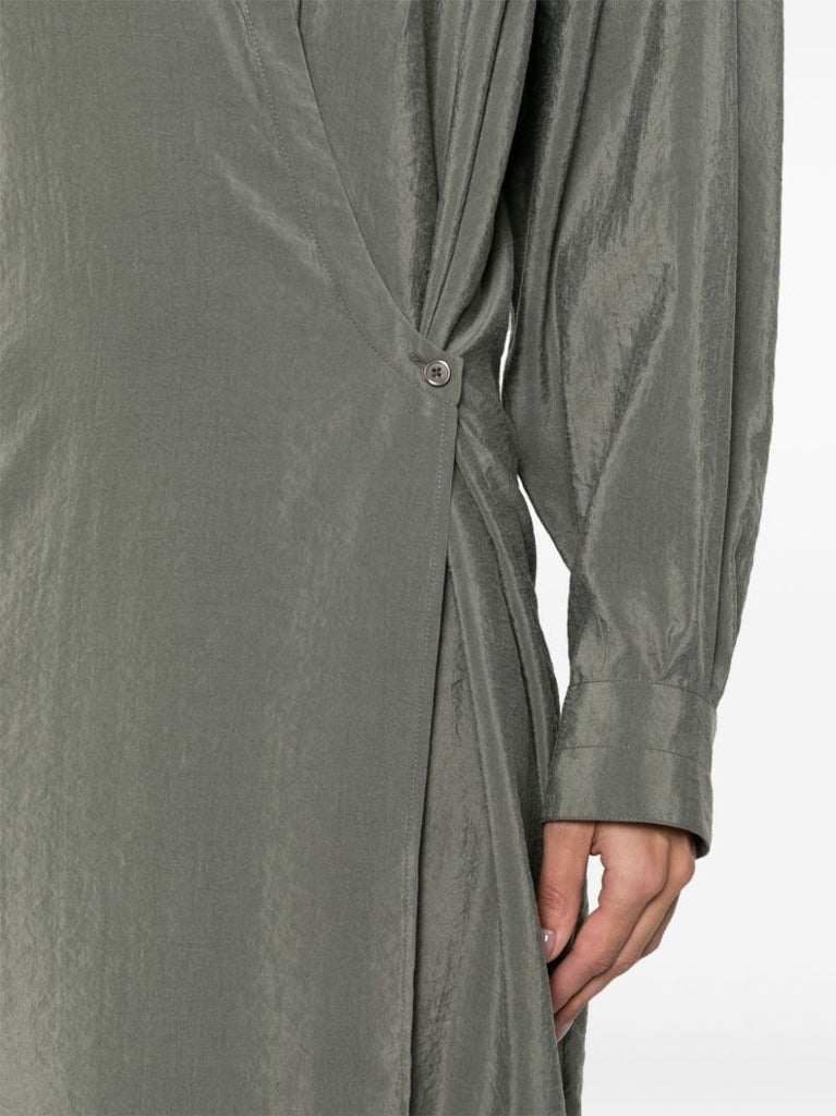 Grey Wrap Shirt Dress