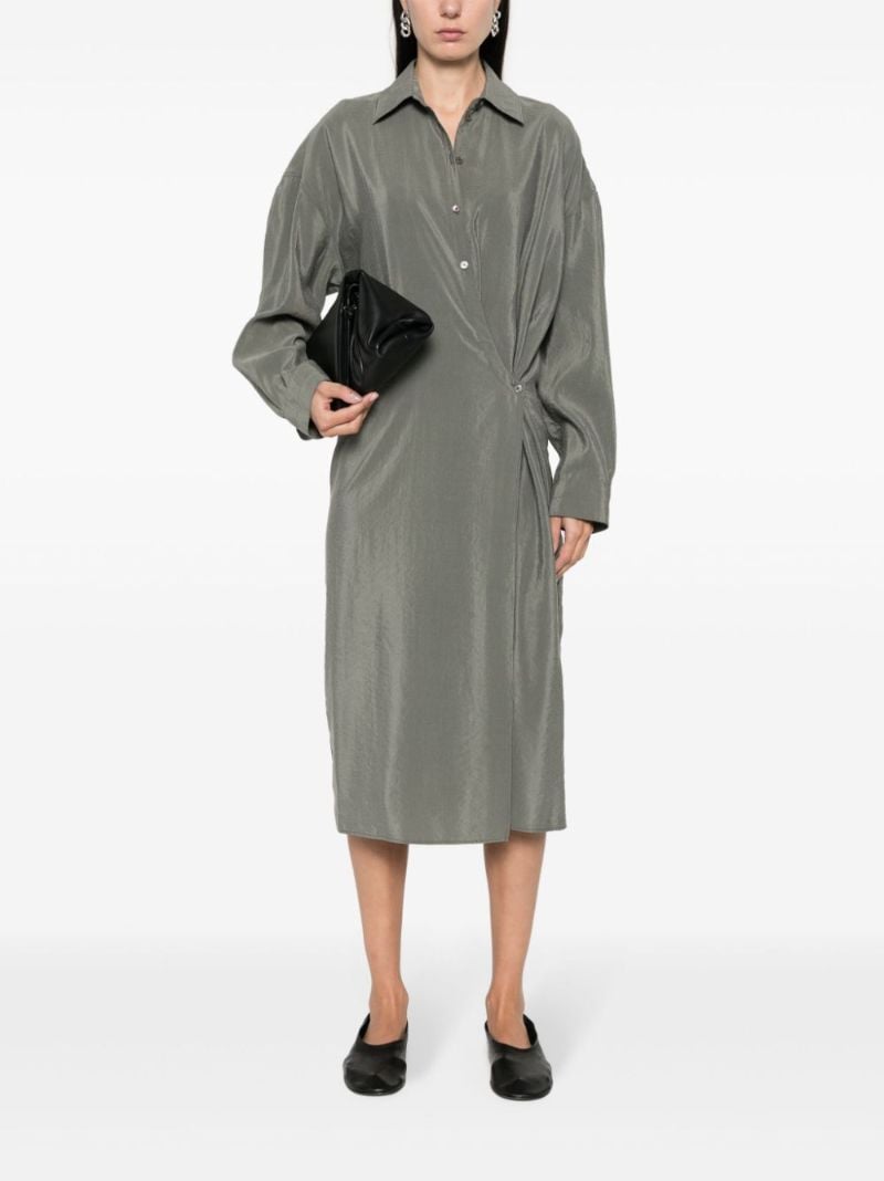 Grey Wrap Shirt Dress