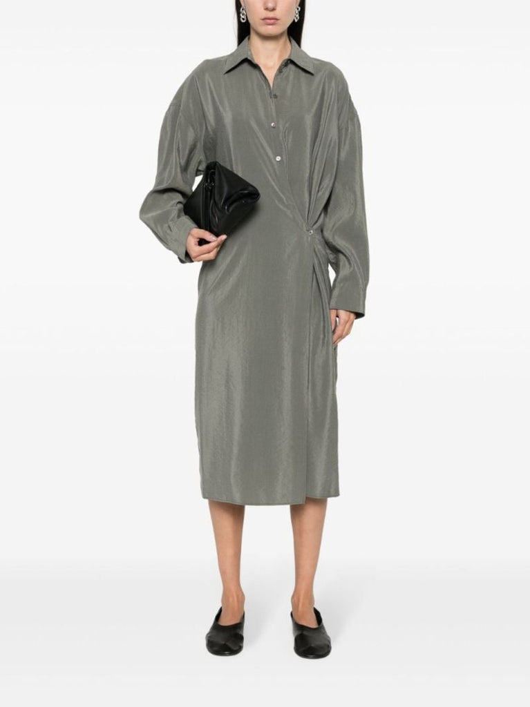 Grey Wrap Shirt Dress