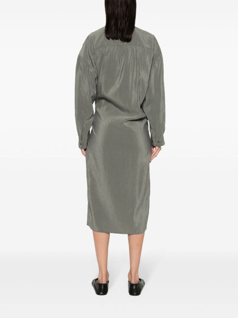 Grey Wrap Shirt Dress