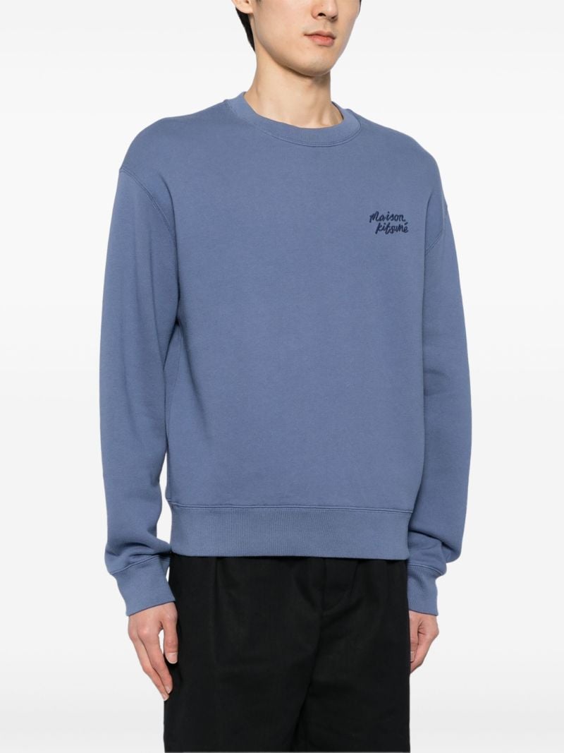 Blue Logo Embroidered Cotton Sweatshirt