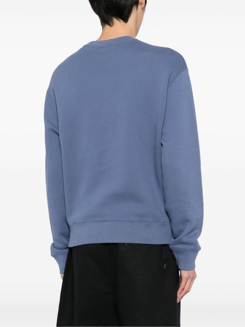 Blue Logo Embroidered Cotton Sweatshirt