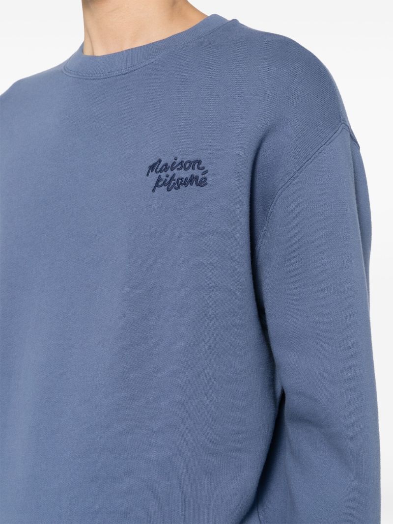 Blue Logo Embroidered Cotton Sweatshirt