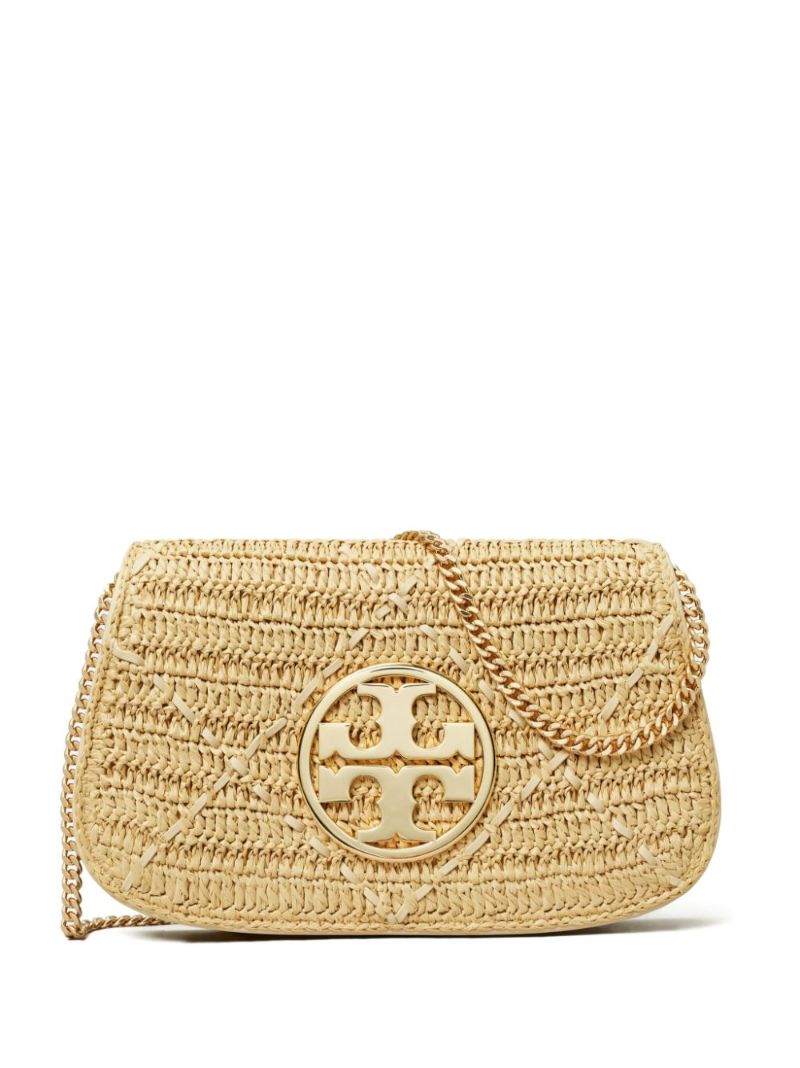 Neutral Reva Raffia Clutch Bag