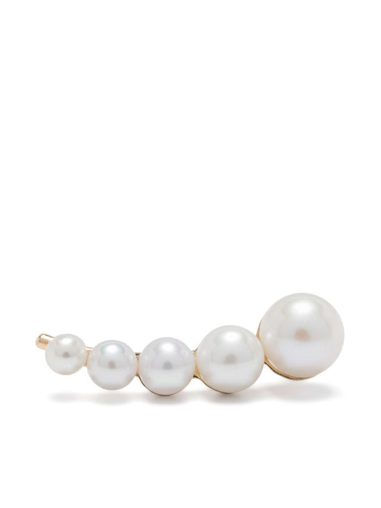 14k Recycled Yellow Gold Croissant Japonais Pearl Earring