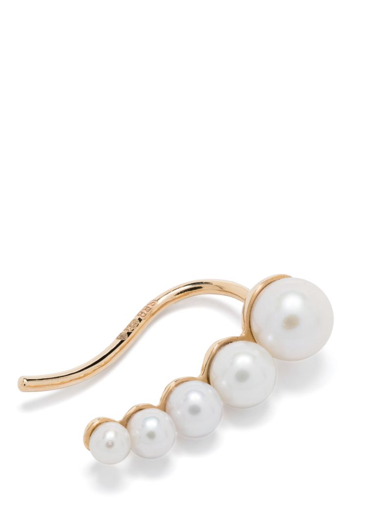 14k Recycled Yellow Gold Croissant Japonais Pearl Earring