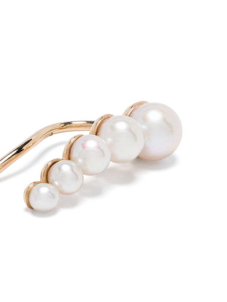 14k Recyled Yellow Gold Petite Croissant Japonais Pearl Earring