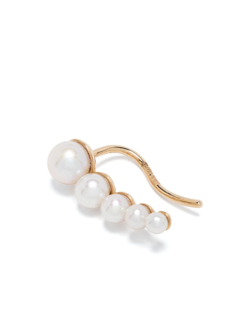 14k Recyled Yellow Gold Petite Croissant Japonais Pearl Earring