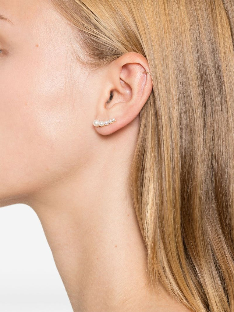 14k Recyled Yellow Gold Petite Croissant Japonais Pearl Earring